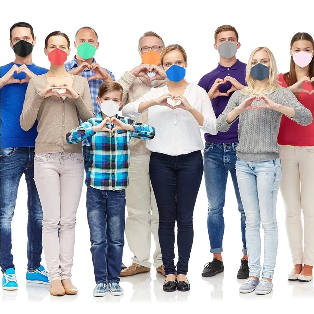 UNISEX 100 PCS (10 Color) Adult Multicolored KF94 Face Masks with Nose Clip